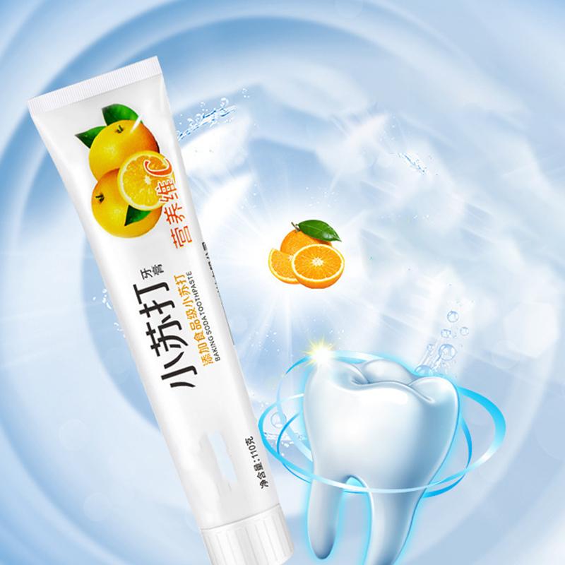 Зубная паста с пищевой содой, пищевая двойное отбеливание, натуральный ингредиент, удаление пятен, отбеливающая зубная паста с фруктовым вкусом