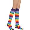 Забавные женские носки, длинные хлопковые полосатые радужные носки, модные красочные чулки до бедра, скейтбораб для девочек в стиле хип-хоп, гольфы выше колена