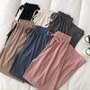 Women's Autumn Elastic Waist Wide-Leg Pants—Korean Style, Loose, Slimming, Draping Long Pants, Solid Color, Casual Fit.