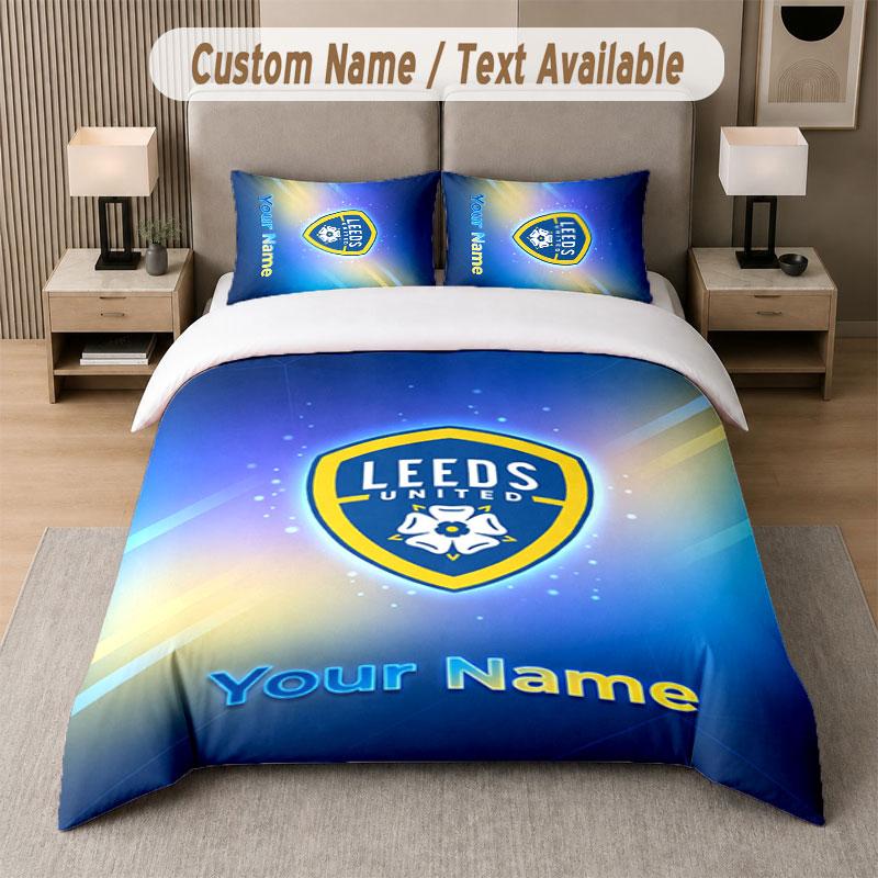 Постельное белье на заказ с узором Leeds United, Печать имени Текст 1 Пододеяльник плюс 2 Наволочки Домашний текстиль