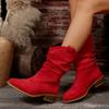 Female Shoes On Sale 2024 New Slip On Women's Boots Spring Autumn Pointed Toe Solid High Tube Chunky Heels Plus Size Boots