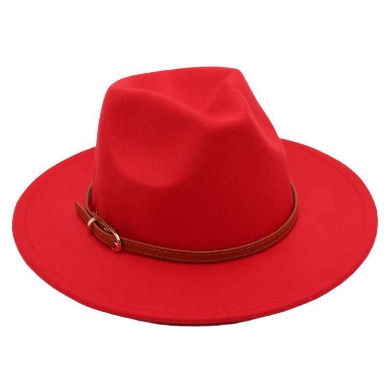 Пряжка для ремня Ностальгическая модель цилиндра Джазовая шляпа Мужская и женская Темпераментная фетровая шляпа Элегантная шерстяная шляпа