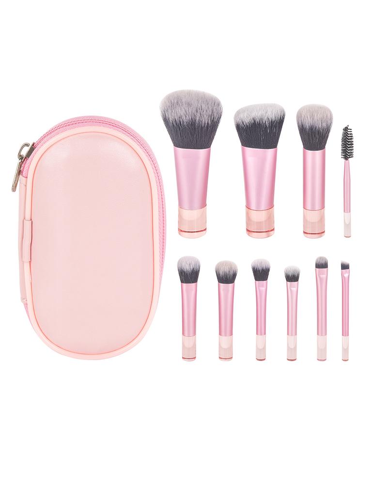 10 Black Mini Makeup Brush Travel Portable Makeup Tool Makeup Puff - Palm Brush Professional Makeup Tool Set