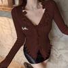 Women's Irregular Bodycon Knit Sweater - 2025 Spring/Autumn Long Sleeve Top