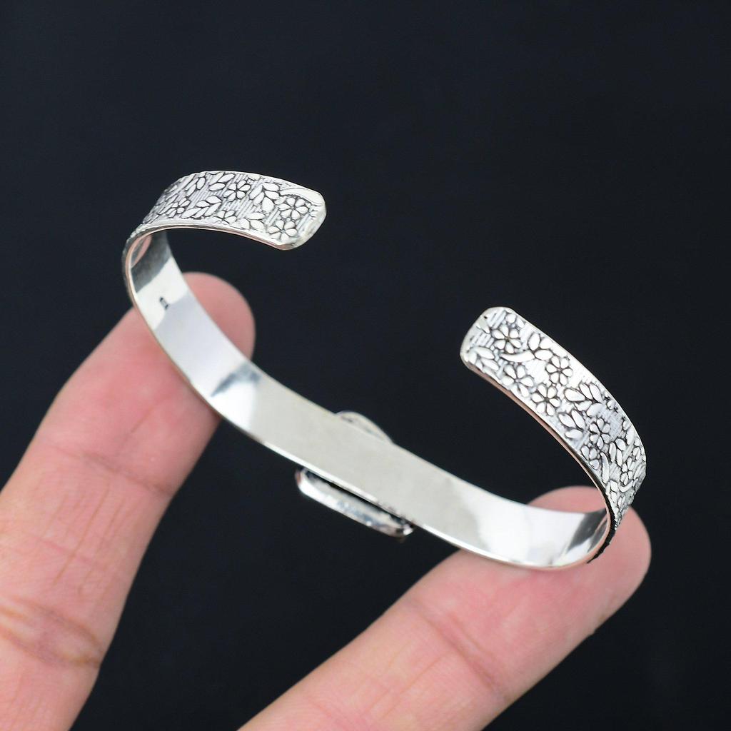 925 Sterling Silver Natural Montana Agate Artisan Engagement New Bangle Bracelet