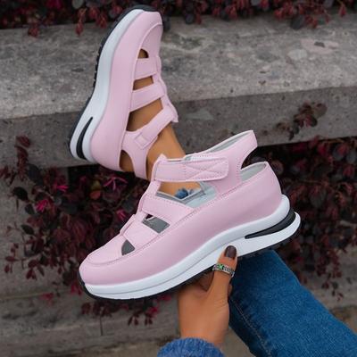 Полые повседневные сандалии женские для улицы лето новые универсальные тонкие на платформе с толстой подошвой увеличивающие рост большого размера женская обувь