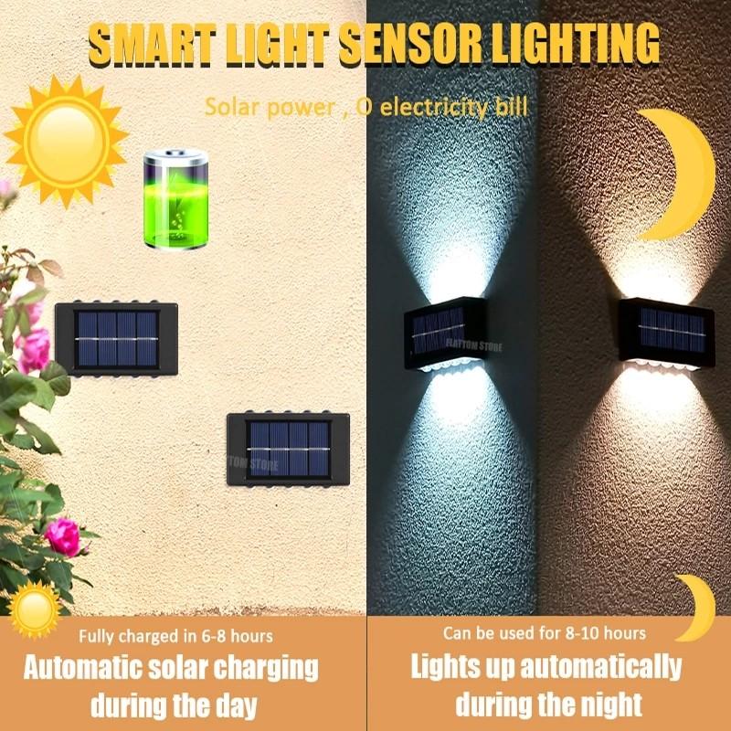 4/6/10 LED Solar Wall Lamp Outdoor Waterproof Up And Down Luminous Lighting Garden Decoration Solar Lights Stairs Fence Sunlight Lamp