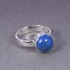 Круглое кольцо с лазуритом и драгоценным камнем, кольцо ручной работы из твердого серебра 925 пробы, эффектное кольцо, кольцо с безелем, подарок для нее