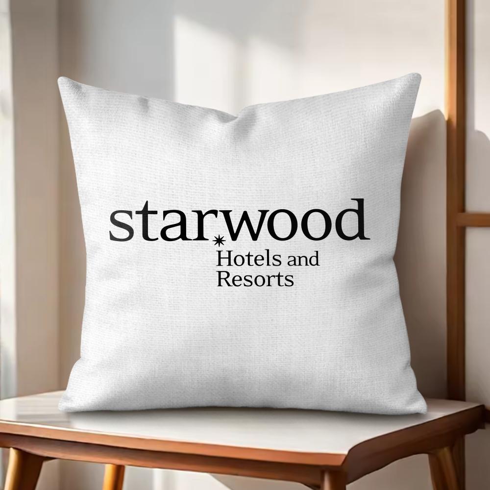 Fashion SSheratonS Hotels Cushion Cover Natural Linen Organic Fabric DoubleSided Printing Couch Pillow Covers Home Decor