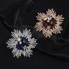 Элегантная цветочная брошь модная темно-синяя красная хрустальная булавка для женщин модные ювелирные изделия