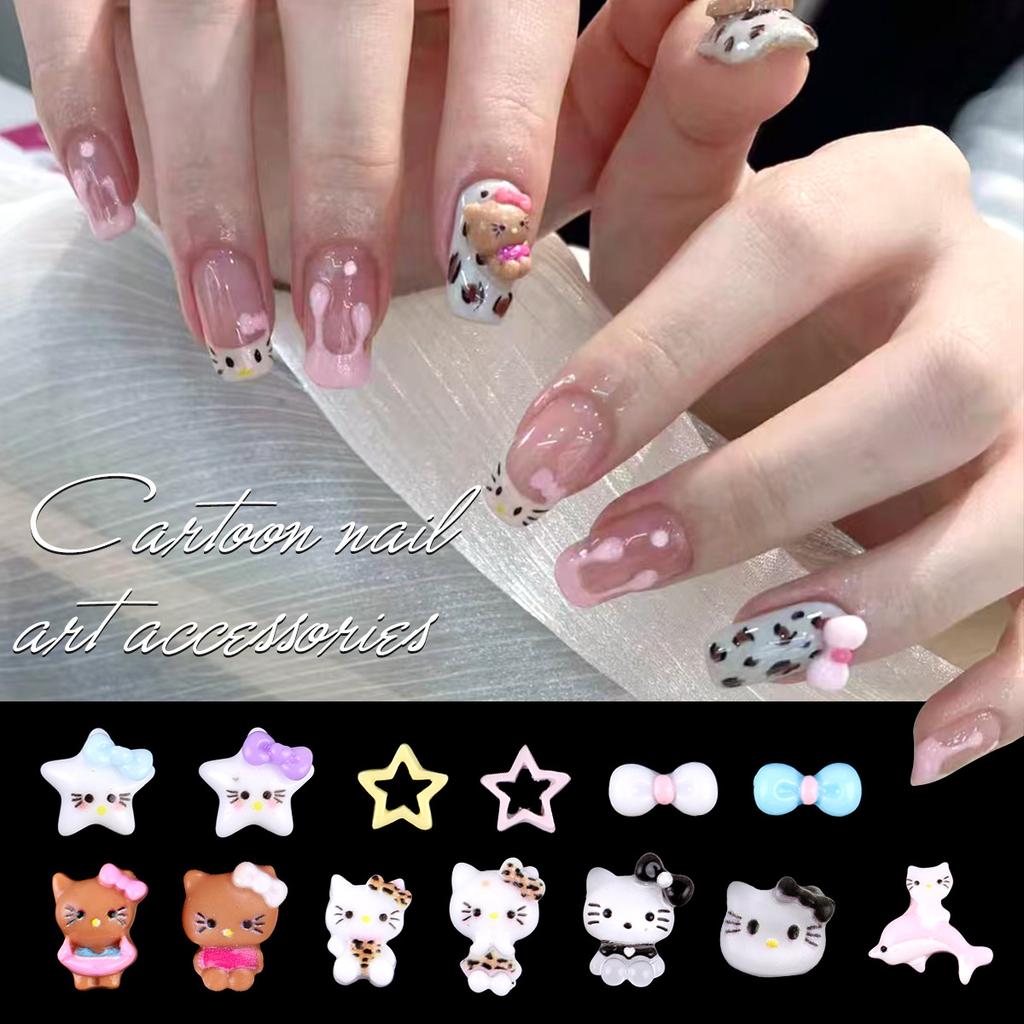 Nail Art Accessories Resin Simulation Biscuits Ice Cream Cute Cartoon Three-Dimensional Accessories Nail Mixed Bow