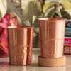 Copper Glass with Half Lacquer Hammer Design – 275 ML, Elegant Copper Drinkware for Home, Office, Travel, and Gifting, Set of 2