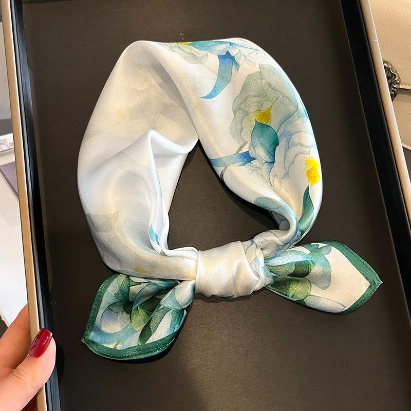 New 100% Natural Real Silk Women Scarf Printed Scarfs Bandana Women Square Scarves Hijab Shawls Warp Neckerchief Female Foulard