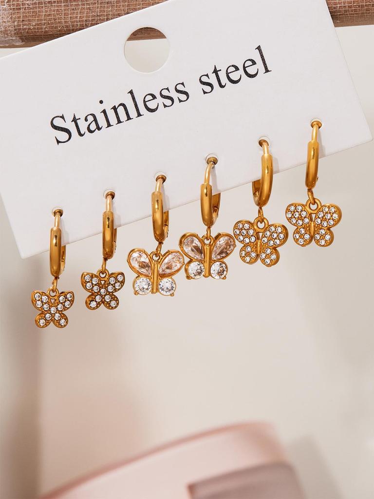 Oumika Позолоченные серьги-бабочки с бриллиантами для женщин