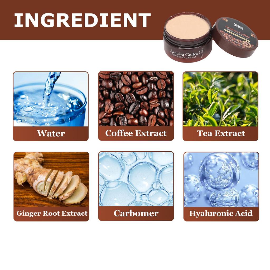 OUHOE Кофейный крем для похудения 120 мл Подтягивающий абдоминальный бальзам для похудения Крем для сжигания жира Быстрая потеря веса Крем для похудения и формирования тела