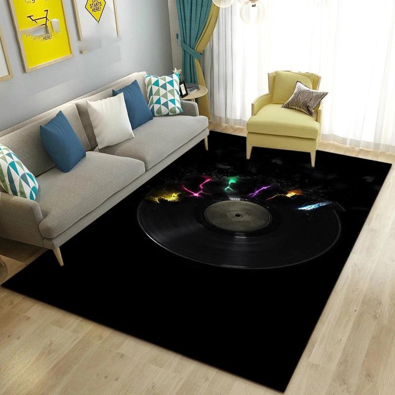 3D Vintage Classical Music Vinyl Record Area Rug Carpet Living Room Decor Bedroom Sofa Carpets Bedside Non-slip Mat Doormat