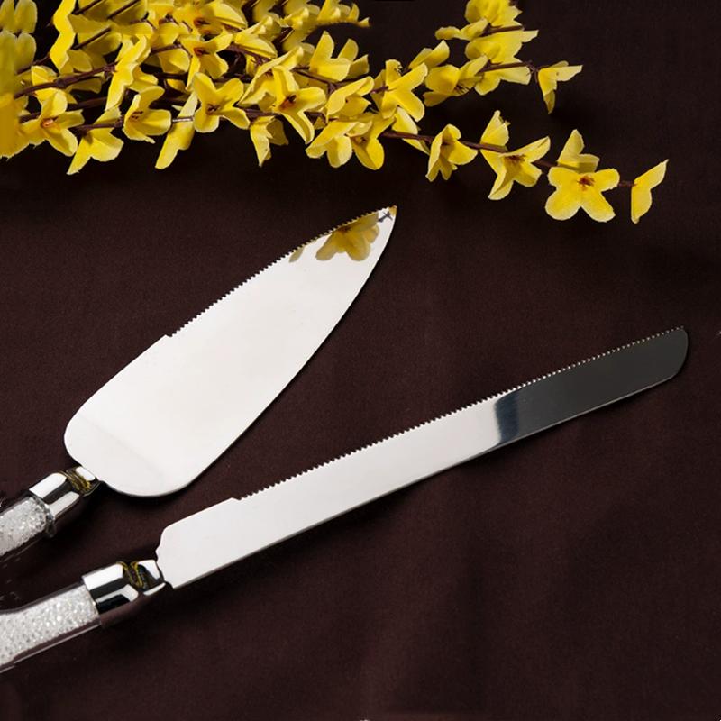 2 шт. 13,7" Набор ножа и лопатки для свадебного торта Акриловые бокалы Хрустальная ручка Сервер для торта/пиццы Нож для пирога Инструмент для вечеринки по случаю дня рождения