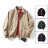 Autumn Spring Style Harlington Retro British Pilot Jacket Men's Loose Pure Color Stand Collar Three-Proof Outerwear Trendy