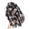 Ретро новый клетчатый шарф женский осенне-зимний универсальный теплый утолщенный шаль-шарф из имитации кашемира двойного назначения