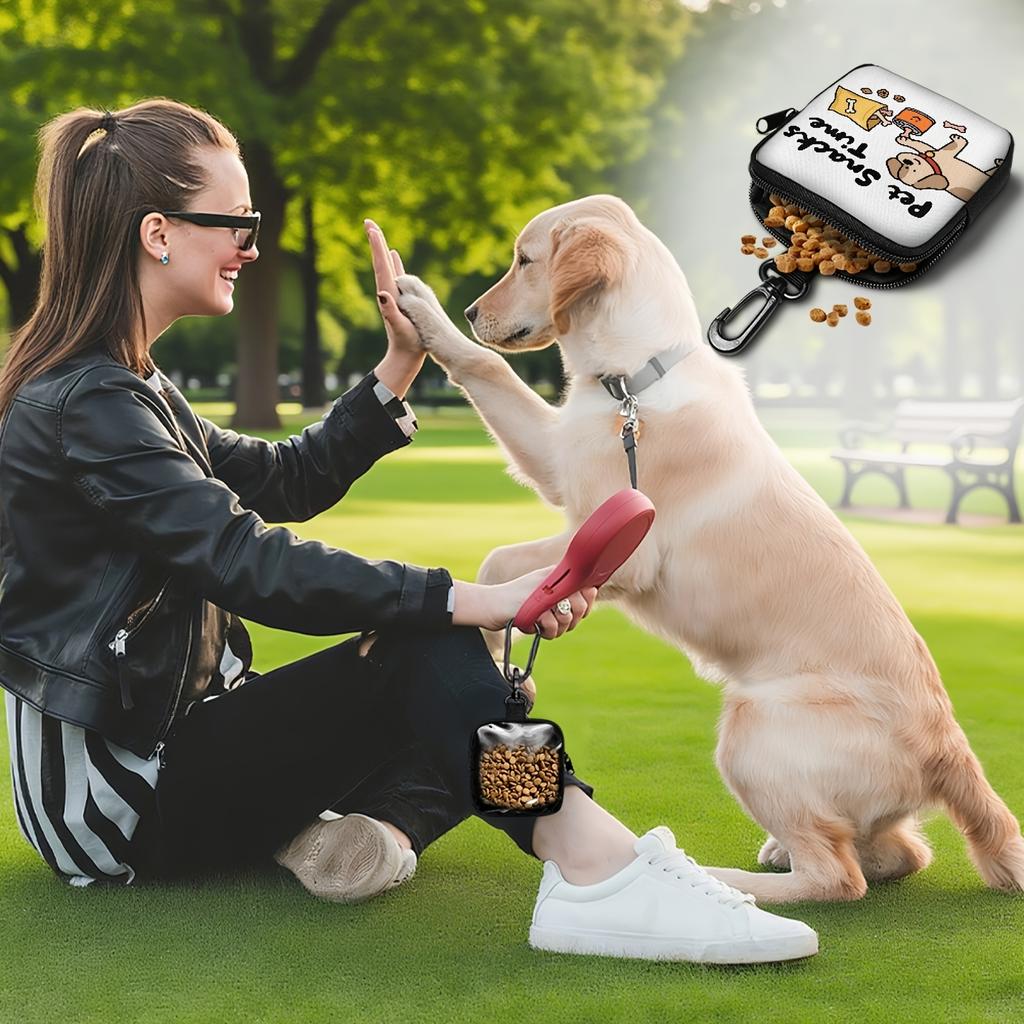 1 шт. Сумка для лакомств для собак с принтом собаки, с крючком и молнией - Набор для тренировки питомца, Сумка для прогулок для тренировки щенка, Аксессуары для тренировки собак