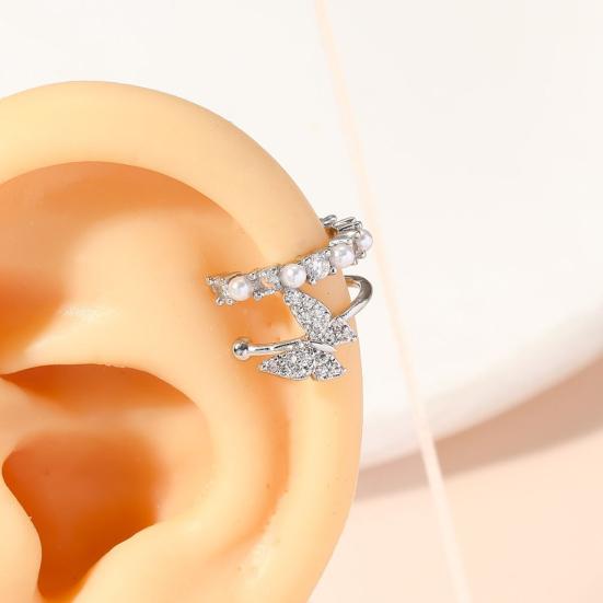 Каффы для ушей в виде бабочек, не требующие прокола, клипсы для коррекции ушей, клипсы для хряща со стразами, серьги-каффы, ювелирные подарки для жены, девушки, ее