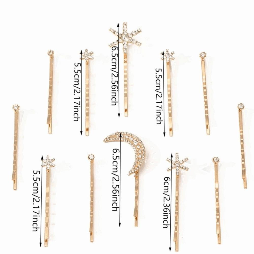 Shining Sparkling Star Moon Hair Clips Set Crystal Rhinestone Hairpin  Wedding Hair Accessories