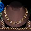 CMM Exquisite 3Pcs Gold Color Zirconia Chocker Necklace Earrings Bracelet Sets