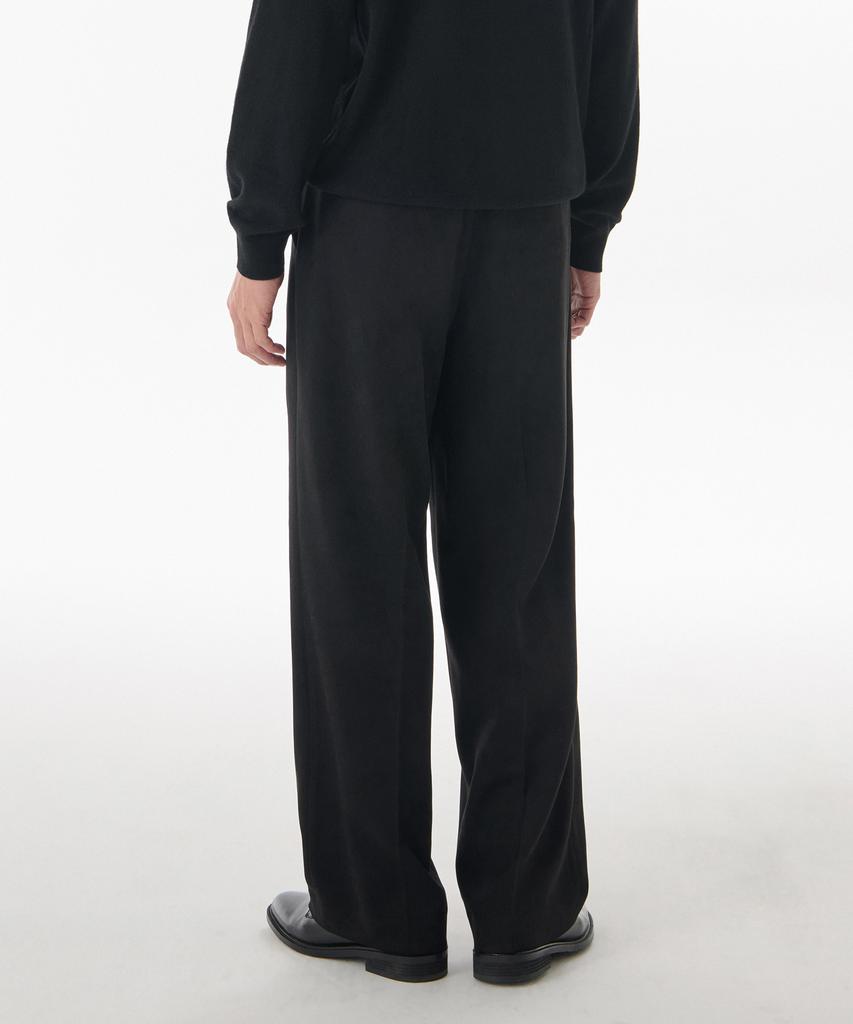 MUSINSA STANDARD Brushed Two-Tuck Wide Hidden Elastic Waist Slacks [Black]