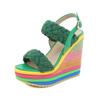 Fashion Plus Size 34-43 Shoes for Women Summer 2024 Rainbow Wedge Sandals Open Toe Sandalias Platform High Heel Casual Roman Women Shoes