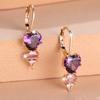Модные фиолетовые циркониевые серьги-подвески в форме сердца для женщин, золотые серьги-подвески, свадебные украшения для вечеринки, подарок