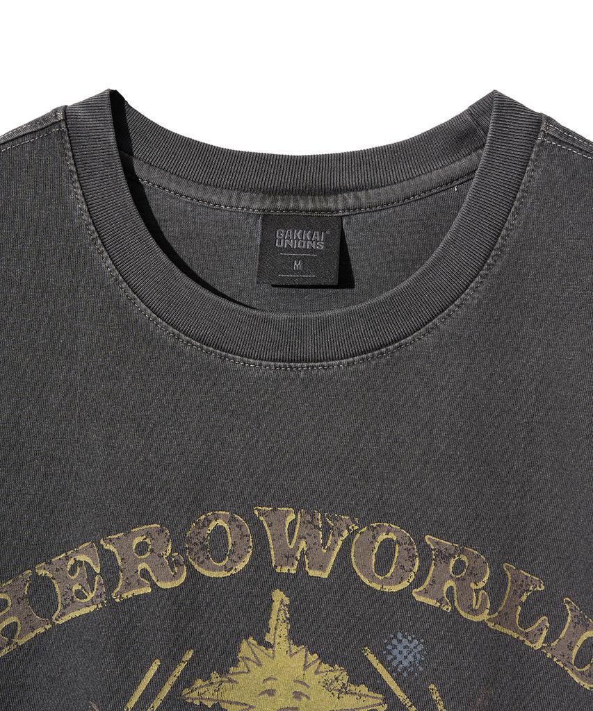 GAKKAI UNIONS Hero World Pigment Short Sleeve T-Shirt Charcoal