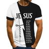 Men's 3D Printed Short Sleeved T-shirt with Jesus Letter Pattern