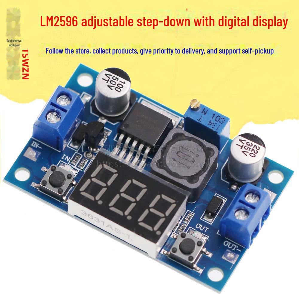 LM2596S Регулируемый понижающий стабилизатор напряжения DC-DC с цифровым дисплеем, постоянный ток 3 А, поддерживает выходы 3,3 В, 5 В, 12 В, 24 В.