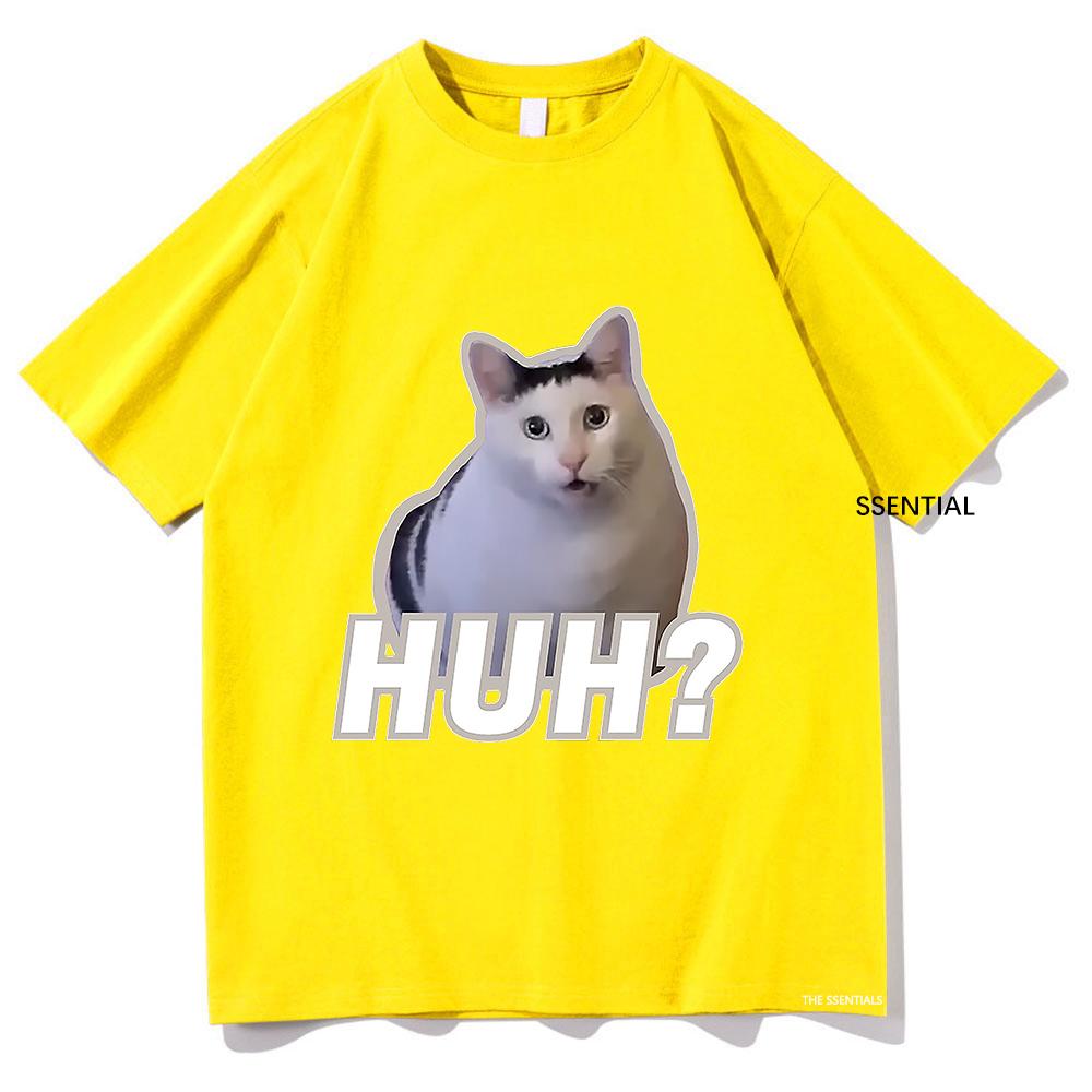 Cute Huh Cat Meme T Shirts Funny Cool Classic Men/Women Clothing Harajuku Aesthetic Tshirt Vintage Unisex Streetwear Cotton Tops