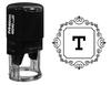 Printtoo Office Стационарный квадратный вихревой бордюр T Алфавитная монограмма Initial Self Inking Rubber