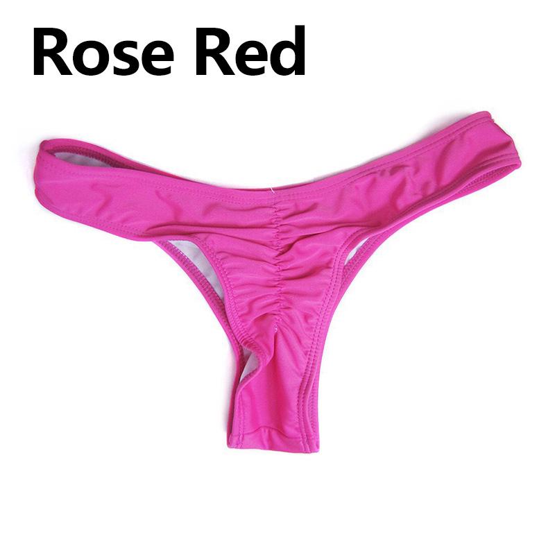 Women's Pleated Swimsuit Briefs Brazilian Bikini Bottom Beachwear Swimwear Thong