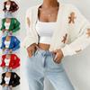 Biscuit Man Pattern Sweater Women's Knitted Sweater Short Cardigan Spring and Autumn