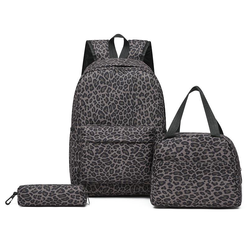Комплект из трех рюкзаков, большой емкости, женский рюкзак с леопардовым принтом, школьный рюкзак для школьников
