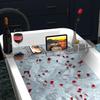 Adjustable Bathtub Caddy Tray Retractable Large Capacity Transparent Anti-slip Tub Storage Rack Bathroom Luxury Spa Phone Tablet Wine Cup Organizer