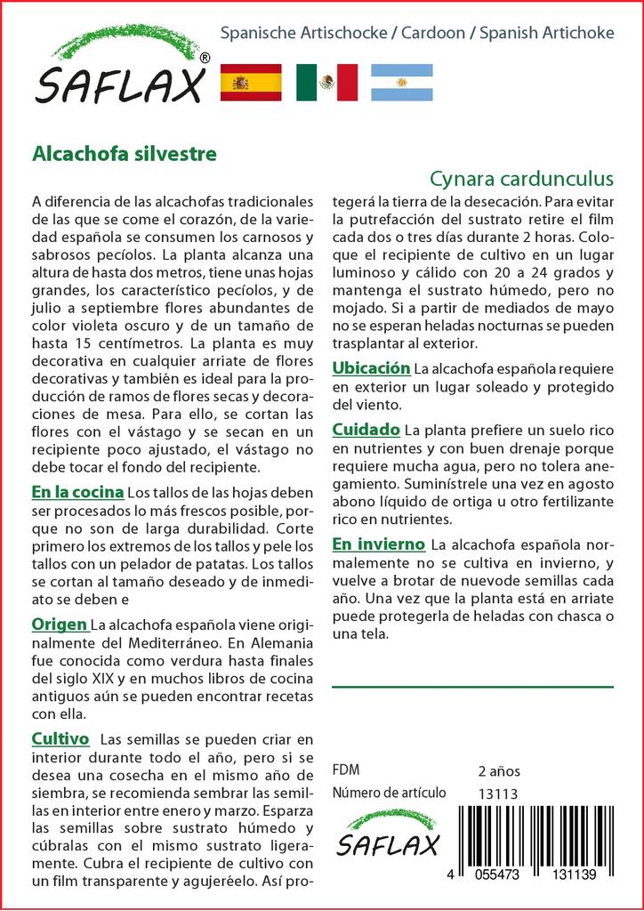 SAFLAX Cardoon / Испанский артишок - 50 семян - Cynara cardunculus