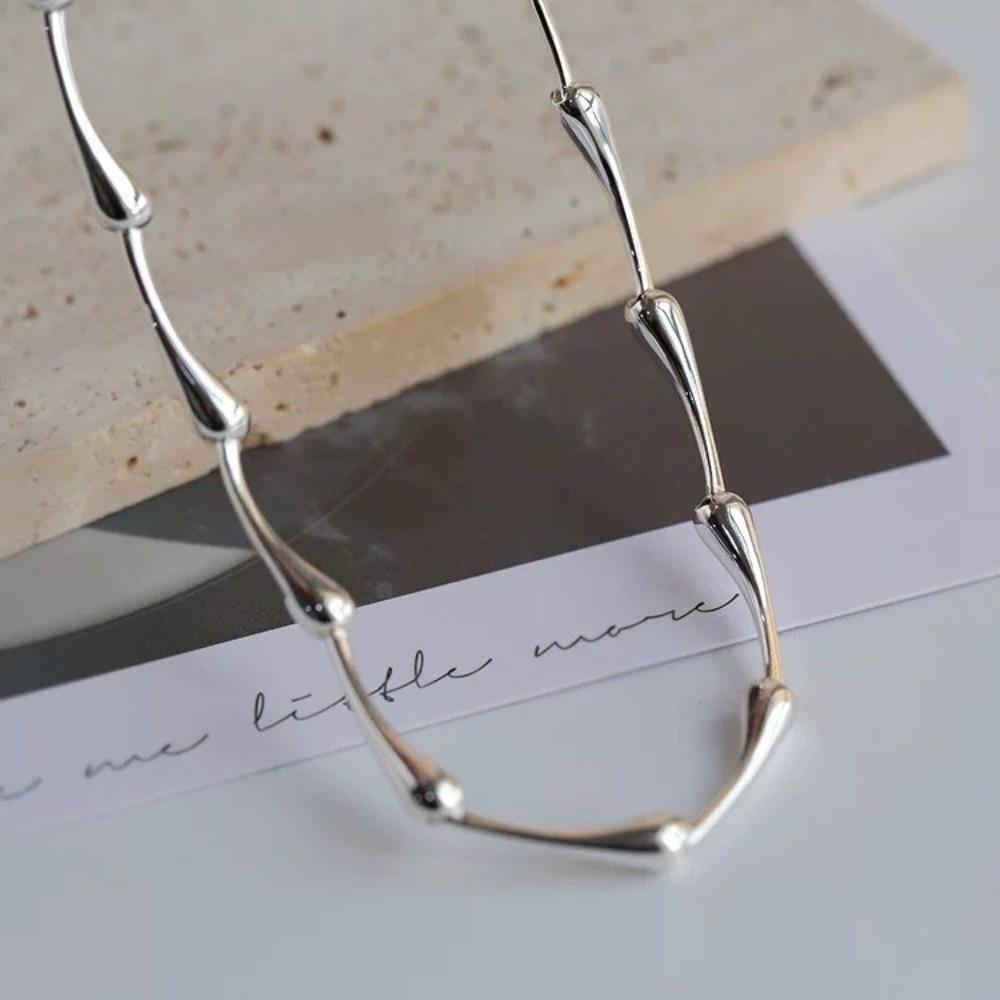 Silver Color Clavicle Chain Zinc Zinc Alloy Snake Bone Chain New Trendy Bamboo Joint Chain Gifts