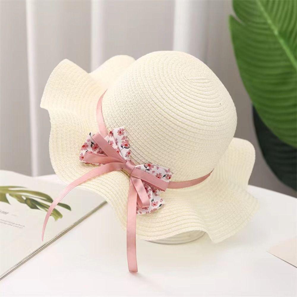 Милая шляпа от солнца с большими полями для малышей, детская соломенная шляпа, сумка для девочек