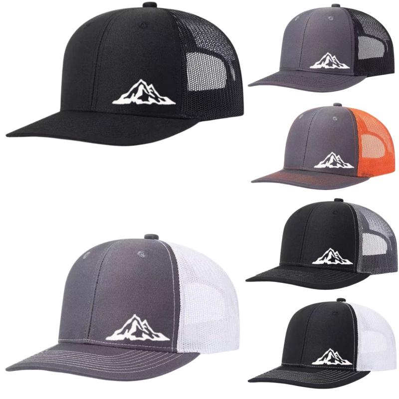 Регулируемая бейсболка с принтом горного хребта, классическая snapback, кепка дальнобойщика с сеткой, дышащая, для гольфа, рыбалки, на открытом воздухе, от солнца