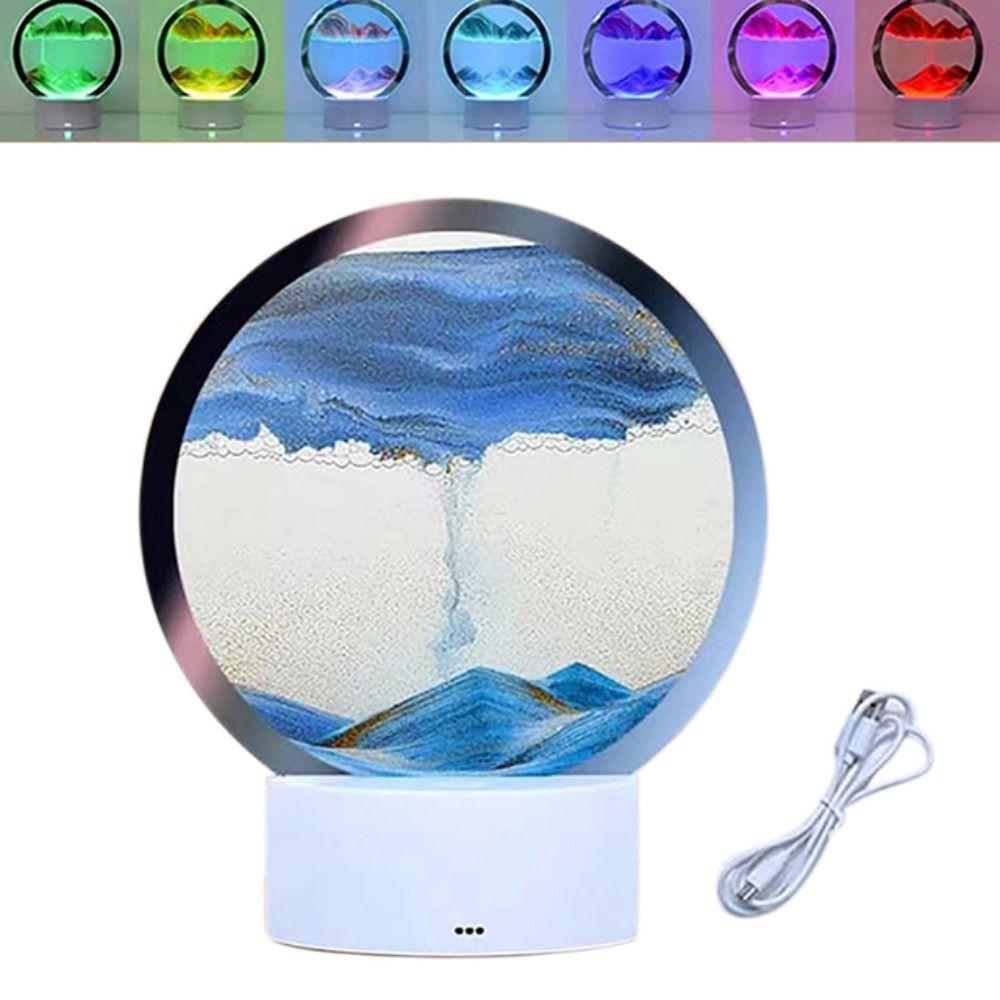 Colors 3D Sea Display Decoration Quicksand Painting Hourglass Light Desktop Ornament Sandscape Lamp