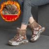 Women Plush Warm Boots Genuine Leather Shoes Winter Round Toe Handmade Retro Ankle Thick Soled Short Boots