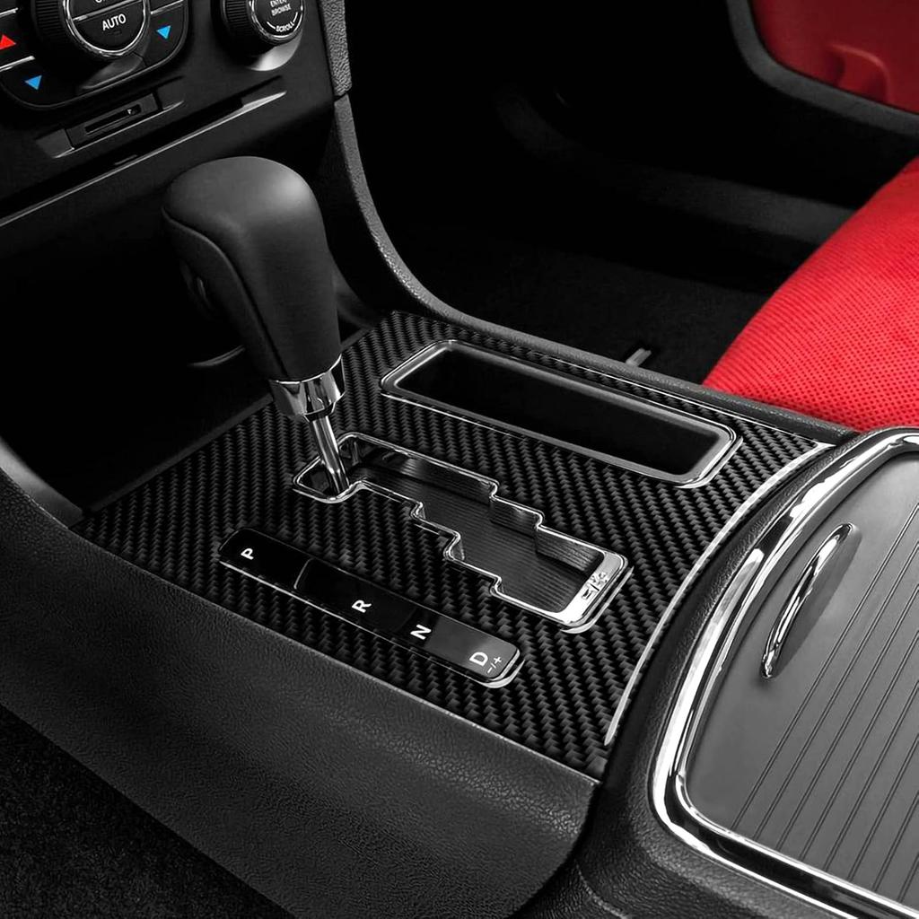 Car Gear Shift Panel Cover Decals for 2011 2012 2013 2014 Dodge Charger Accessories Carbon Fiber Interior Stickers