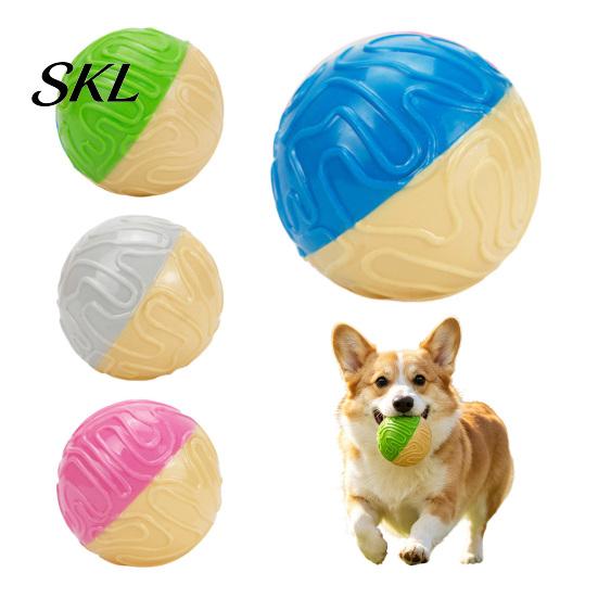Massage Gums Dental Care Toys Squeaky Ball Dog Chew Toy, Indestructible Textured Teeth TPR Rubber Pet Cleaning Interactive Fetch for Aggressive