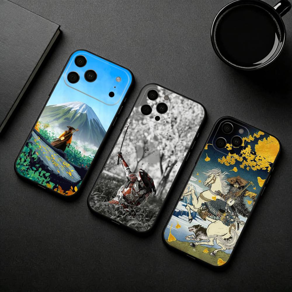 Game G-Ghost Of Y-Yotei Phone Case For iPhone 17pro, 16,15,14,13,12,11 X XR Plus,Others Soft Black Cover