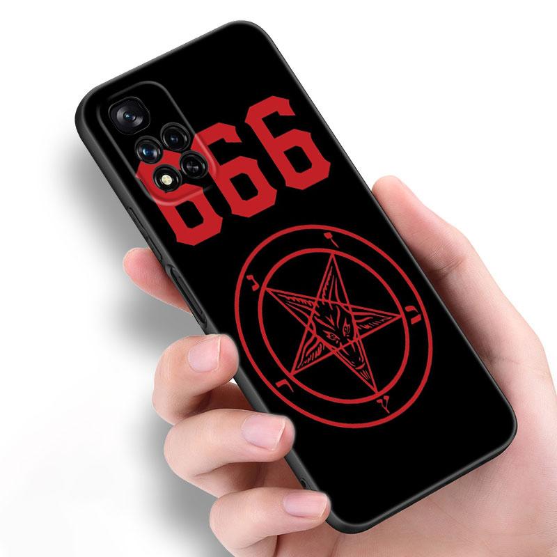 Pentagram 666 Demonic Satanic Black Silicone Phone Case For Xiaomi POCO X3 X4 NFC F5 M3 M4 M6 X5 X6 Pro F3 F4 GT 5G C55 C65 M5