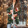 Women's Fashion Casual Christmas Print Medium Length Cardigan Jacket Coat